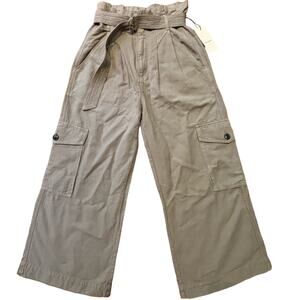 Citizens of Humanity Wide Leg Cropped Paper Bag High Waist Green Khaki Pants 28